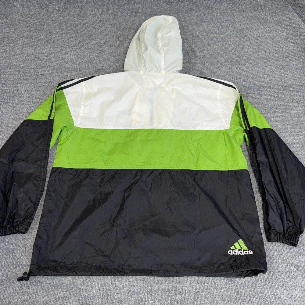 Vintage Adidas Jacket Mens Medium Windbreaker Colorblock Hooded Anorak Half Zip - Picture 10 of 12